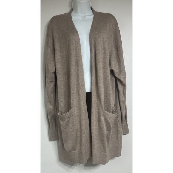 Members Mark Sweater Women’s Size XL Cashmere Blend Open Cardigan Beige - Picture 3 of 9